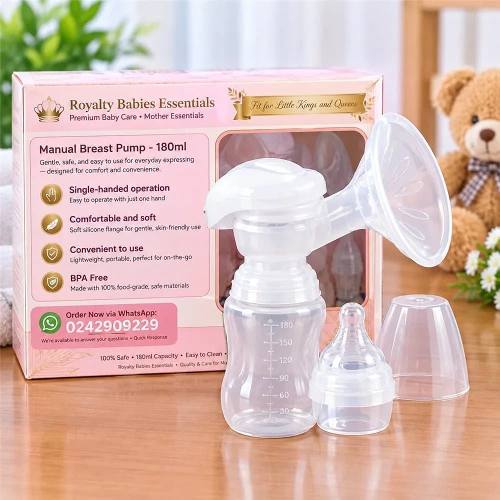 Manual Breast Pump 180ml: Single-Handed, Soft Silicone, BPA Free